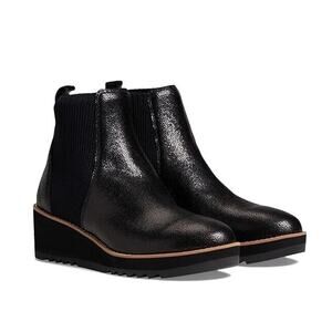 Eileen Fisher Lilou Chelsea Wedge Ankle Boots US 7 Black Leather NWOB $275
